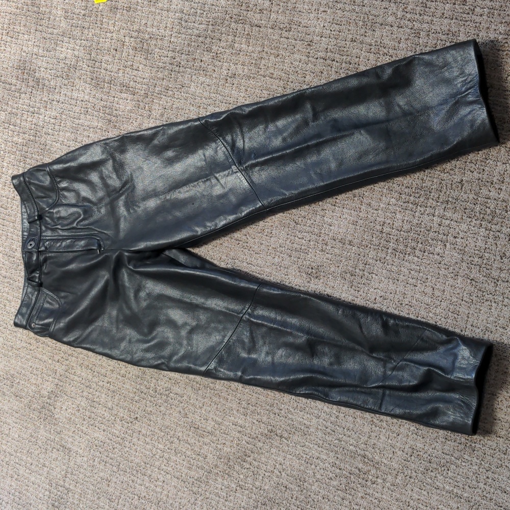 Vintage Black 100% Leather Pants